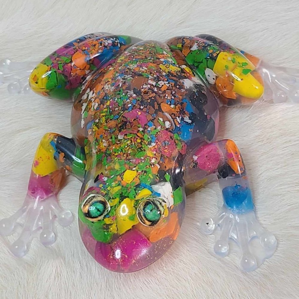 Colorful resin frog